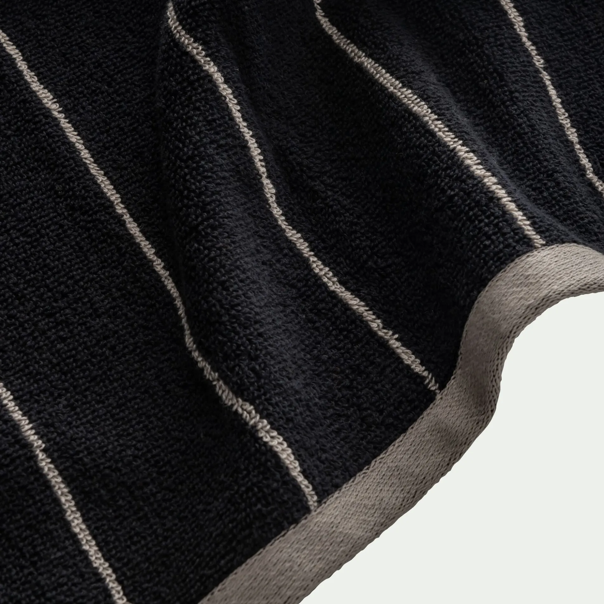 Linge de toilette rayé en coton - noir