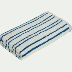 Linge de toilette à rayures en coton - bleu