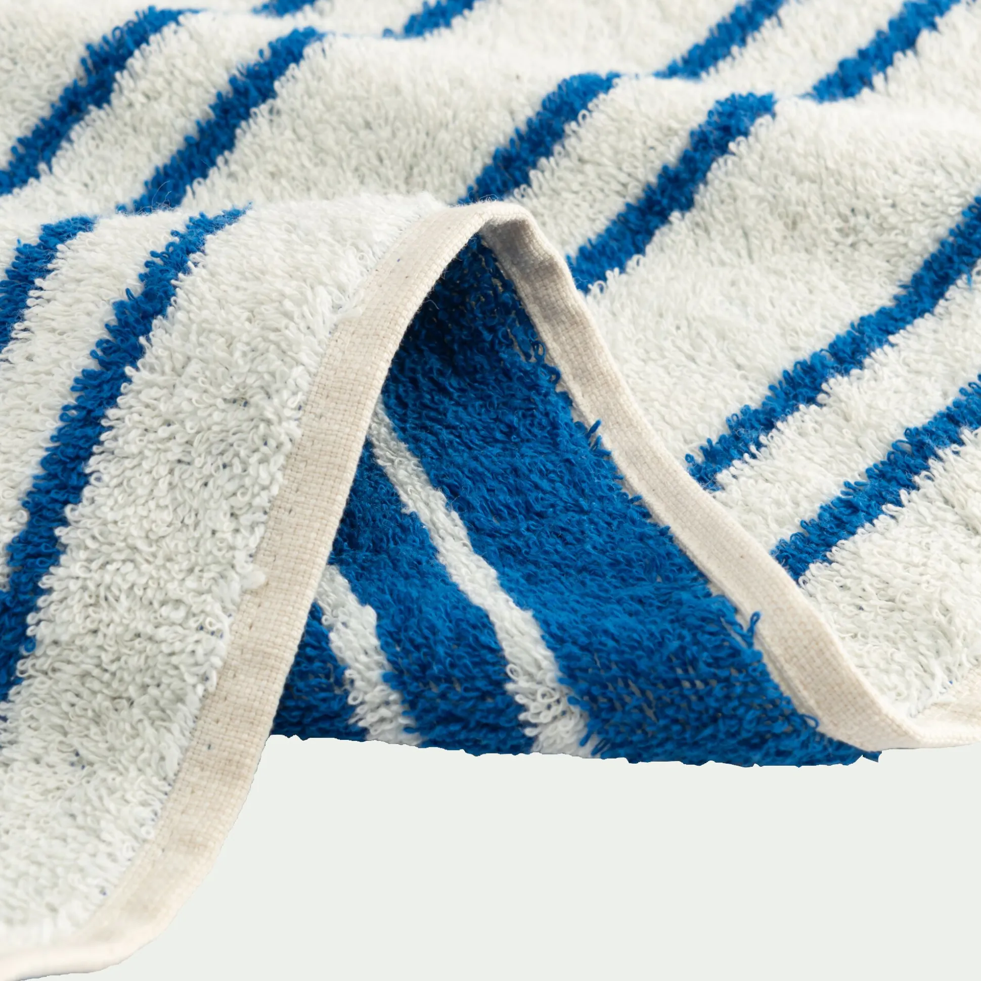 Linge de toilette à rayures en coton - bleu