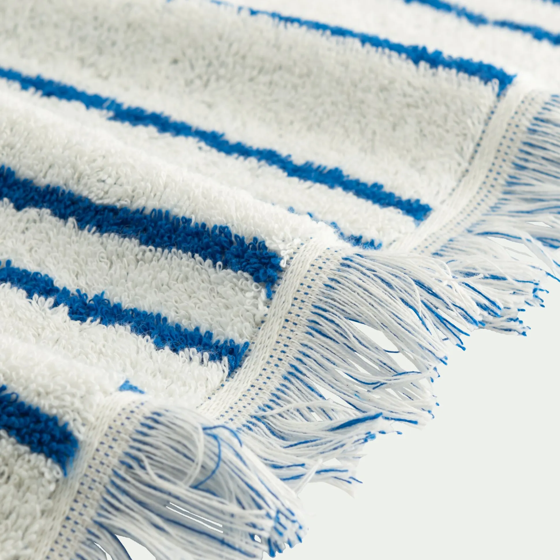 Linge de toilette à rayures en coton - bleu