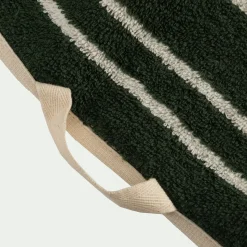 Linge de toilette à rayures en coton - vert
