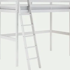 Lit enfant haut 1 place en pin 90x200cm - blanc