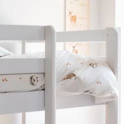 Lit enfant mi-haut 1 place en pin massif 90x200cm - blanc