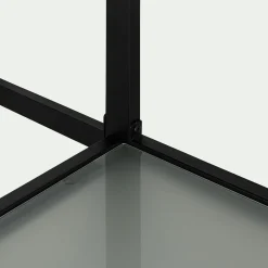Lit mezzanine 2 places en acier avec bureau en verre - noir 140x200cm