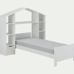 Lit 1 place enfant en bois 90x200cm - blanc