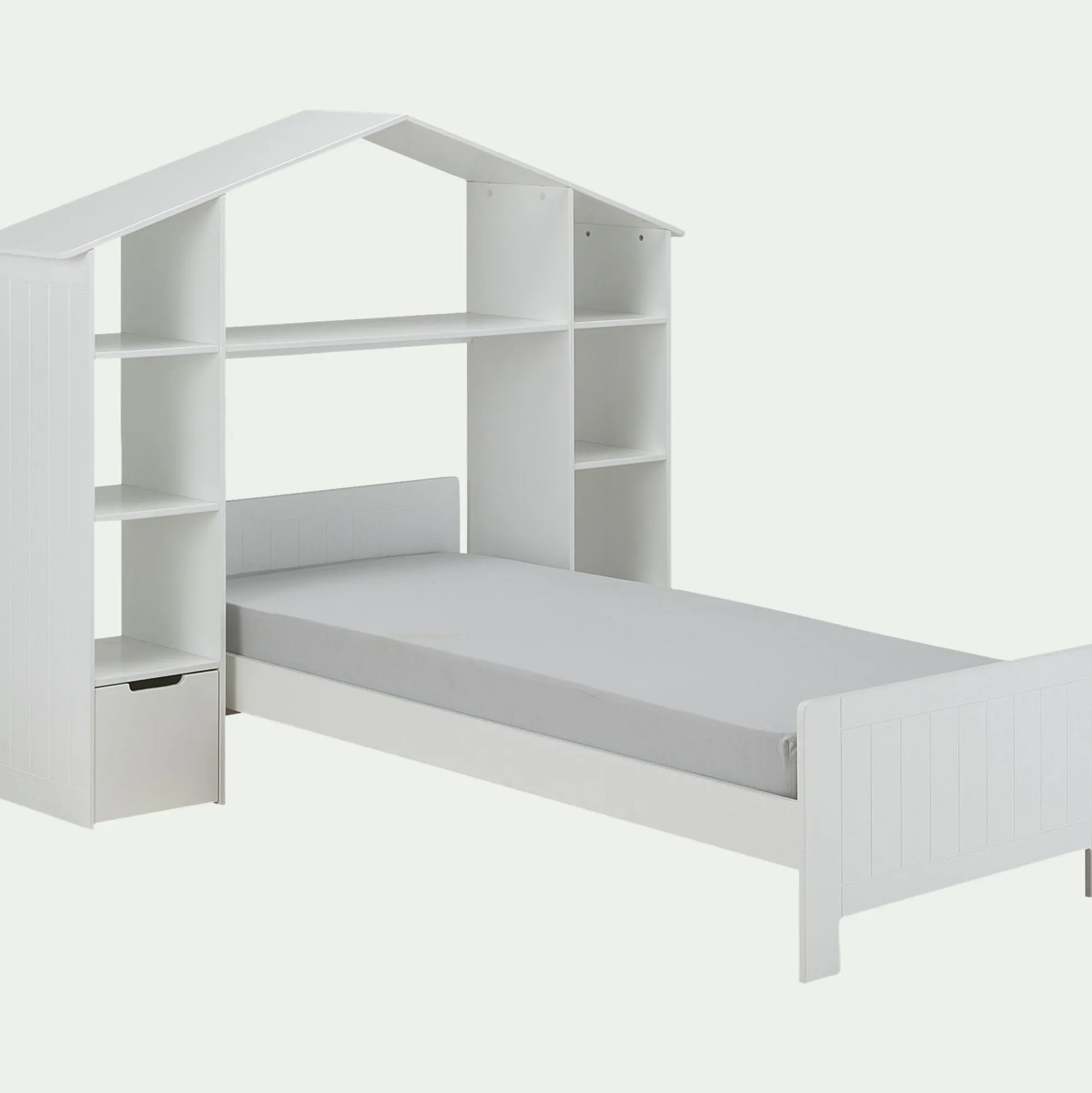 Lit 1 place enfant en bois 90x200cm - blanc