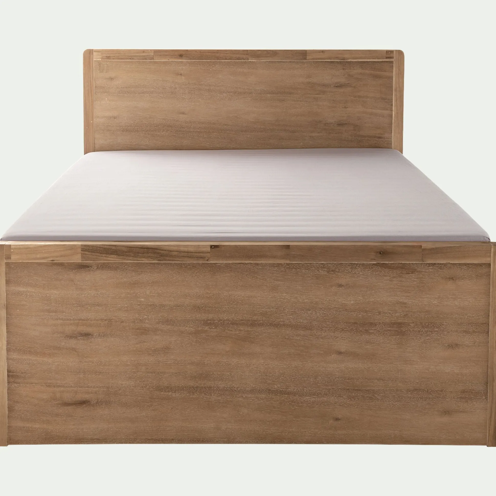 Lit 2 places avec tête de lit en acacia 160x200cm - bois clair