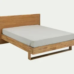 Lit 2 places avec tête de lit en bois d'acacia 160x200cm - bois clair
