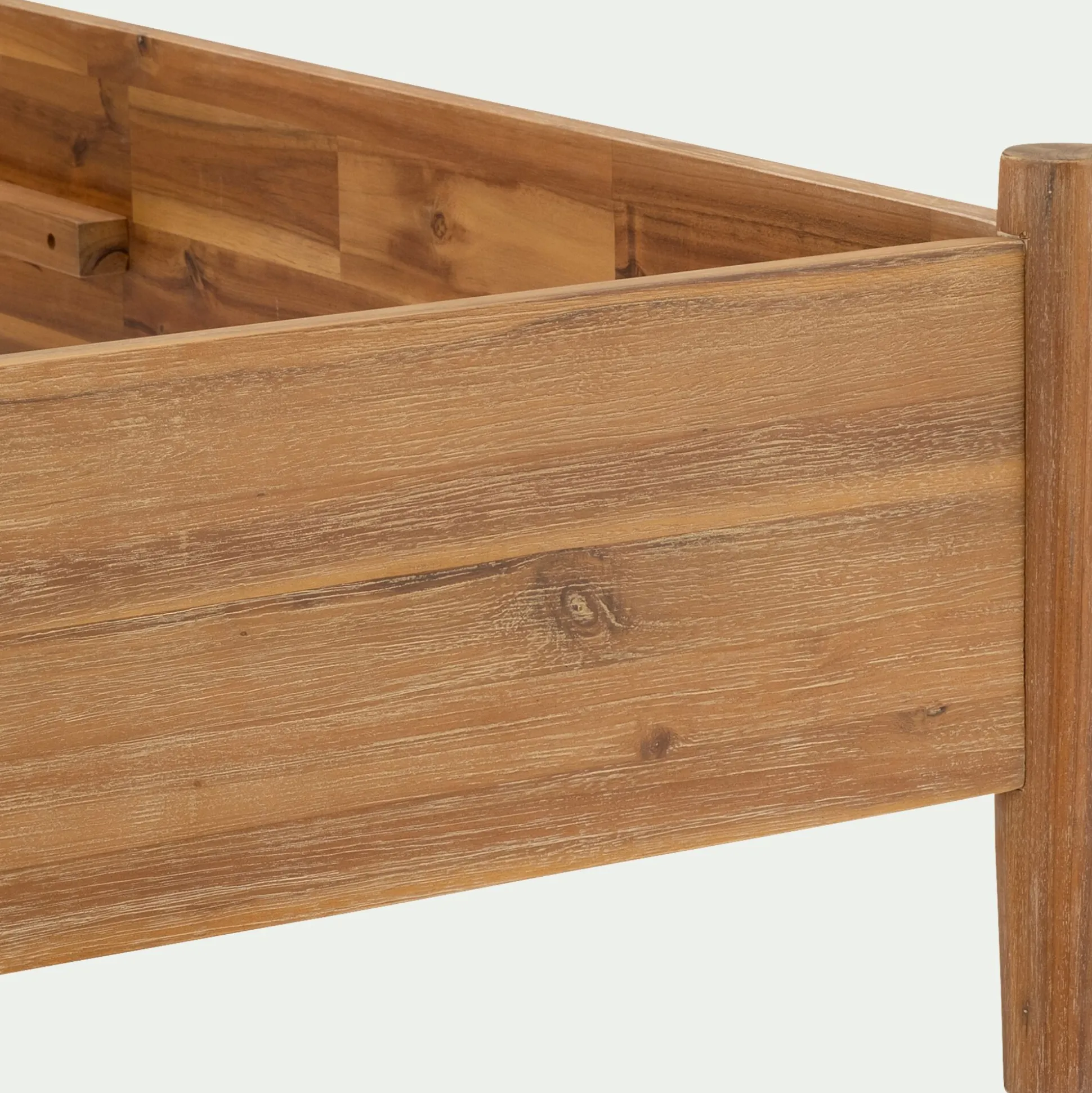 Lit 2 places avec tête de lit en bois d'acacia massif 160x200cm - bois clair