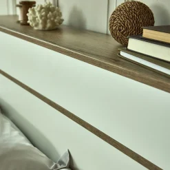 Lit 2 places avec tête de lit en bois 140x200cm - blanc