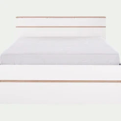 Lit 2 places avec tête de lit en bois 160x200cm - blanc