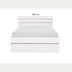Lit 2 places avec tête de lit en bois 160x200cm - blanc