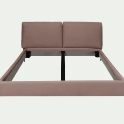 Lit 2 places avec tête de lit en tissu doux 180x200cm - brun rustrel