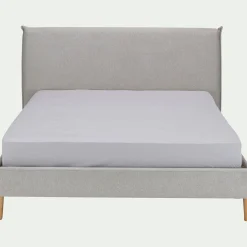 Lit 2 places avec tête de lit en tissu 160x200cm - gris