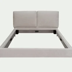 Lit 2 places avec tête de lit en velours 140x200cm - blanc écru