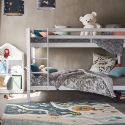 Lit superposé modulable en pin 90x200cm avec sommier à lattes - blanc