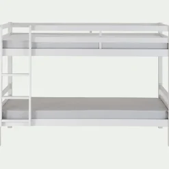 Lit superposé modulable en pin 90x200cm avec sommier à lattes - blanc