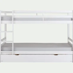 Lit superposé modulable en pin 90x200cm avec sommier à lattes - blanc