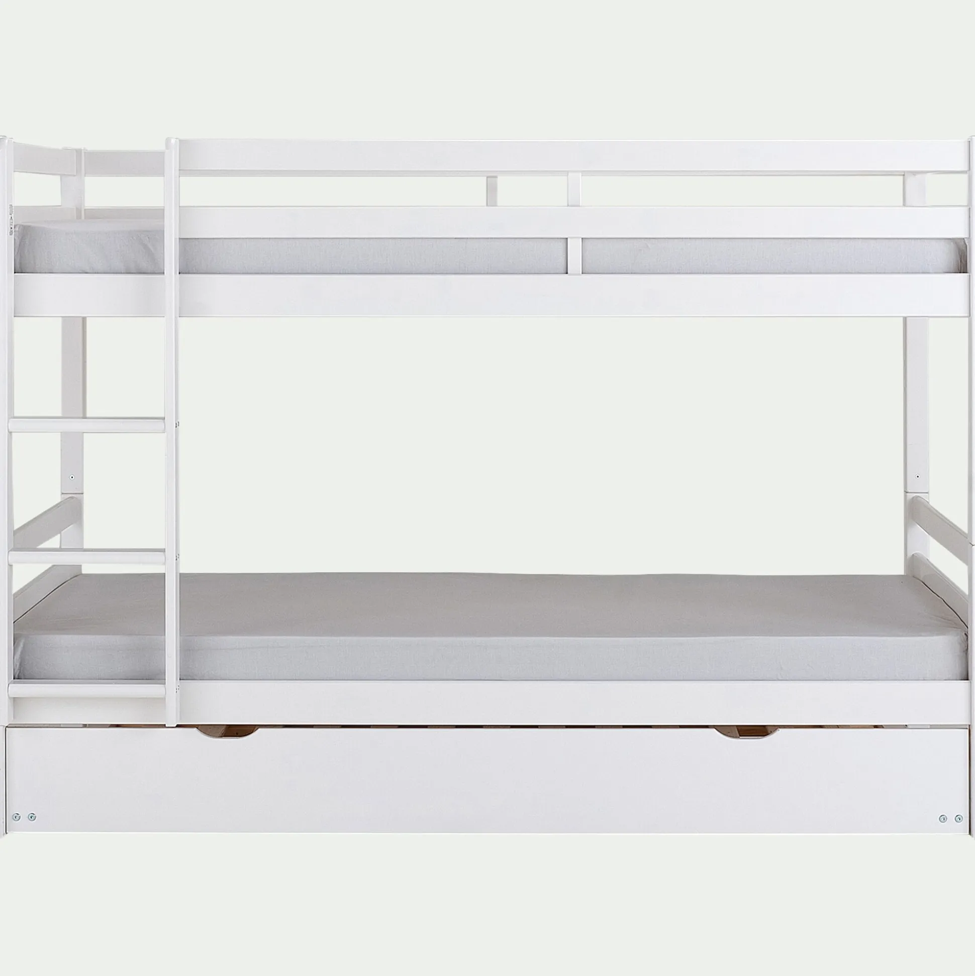 Lit superposé modulable en pin 90x200cm avec sommier à lattes - blanc