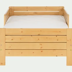 Lit évolutif 1 place en pin massif 3 positions pour enfant - bois clair