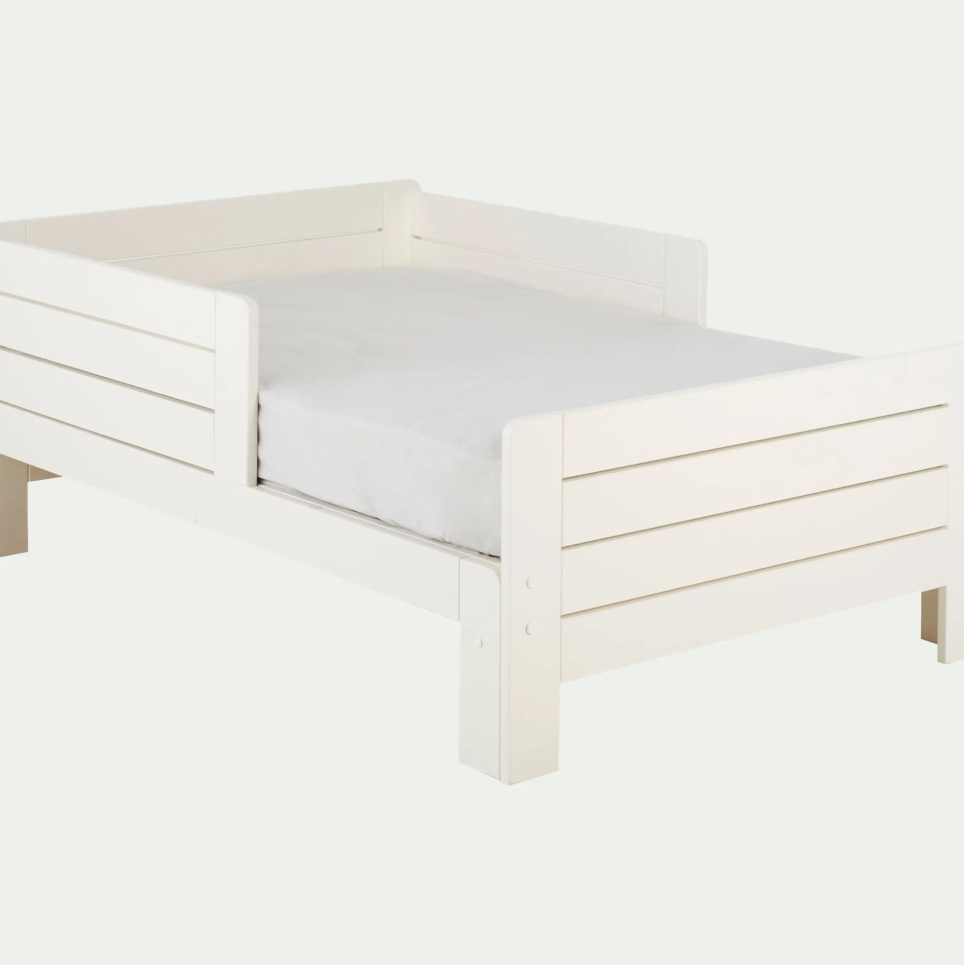 Lit évolutif 1 place en pin massif 3 positions pour enfant - blanc
