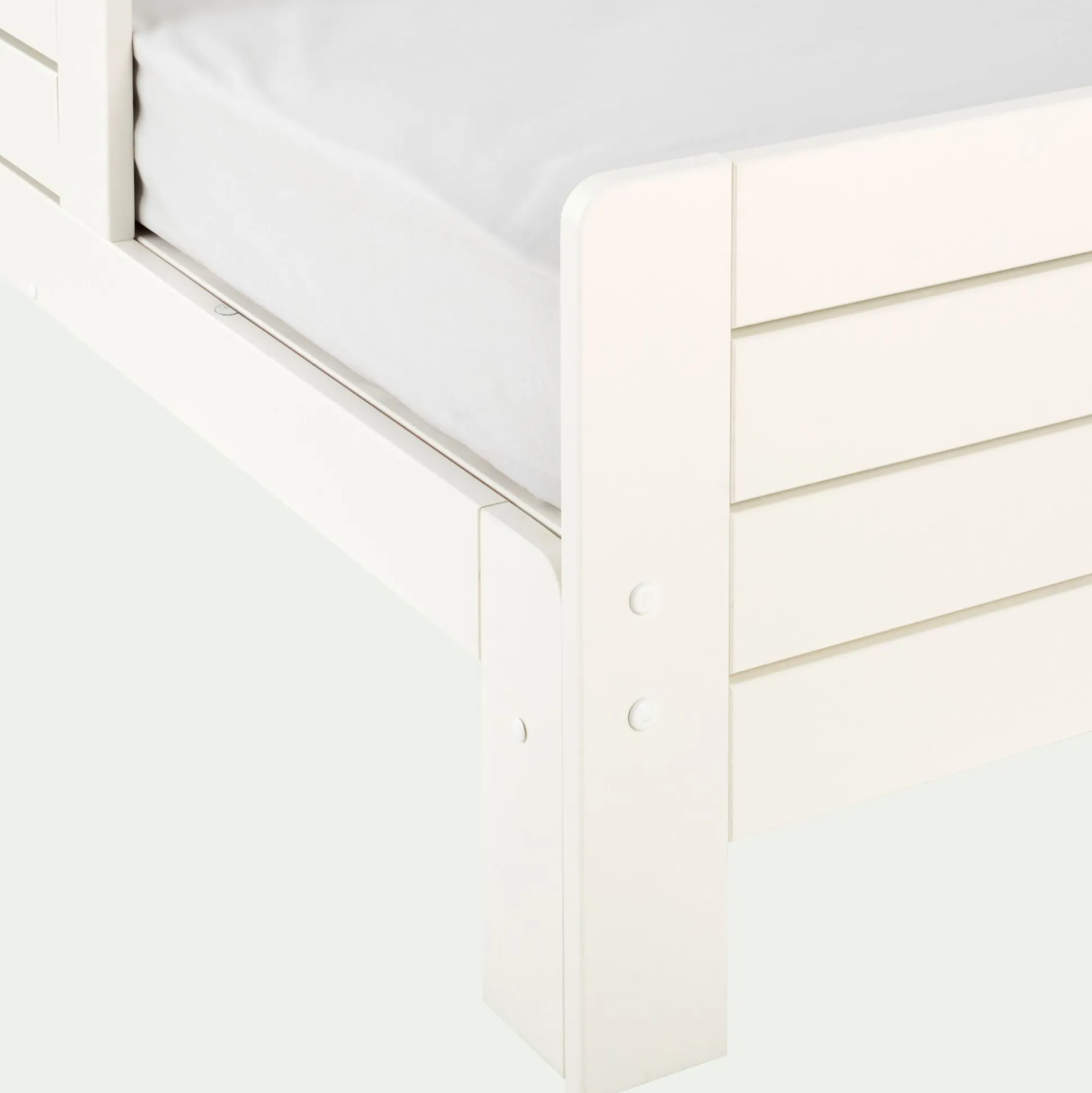 Lit évolutif 1 place en pin massif 3 positions pour enfant - blanc