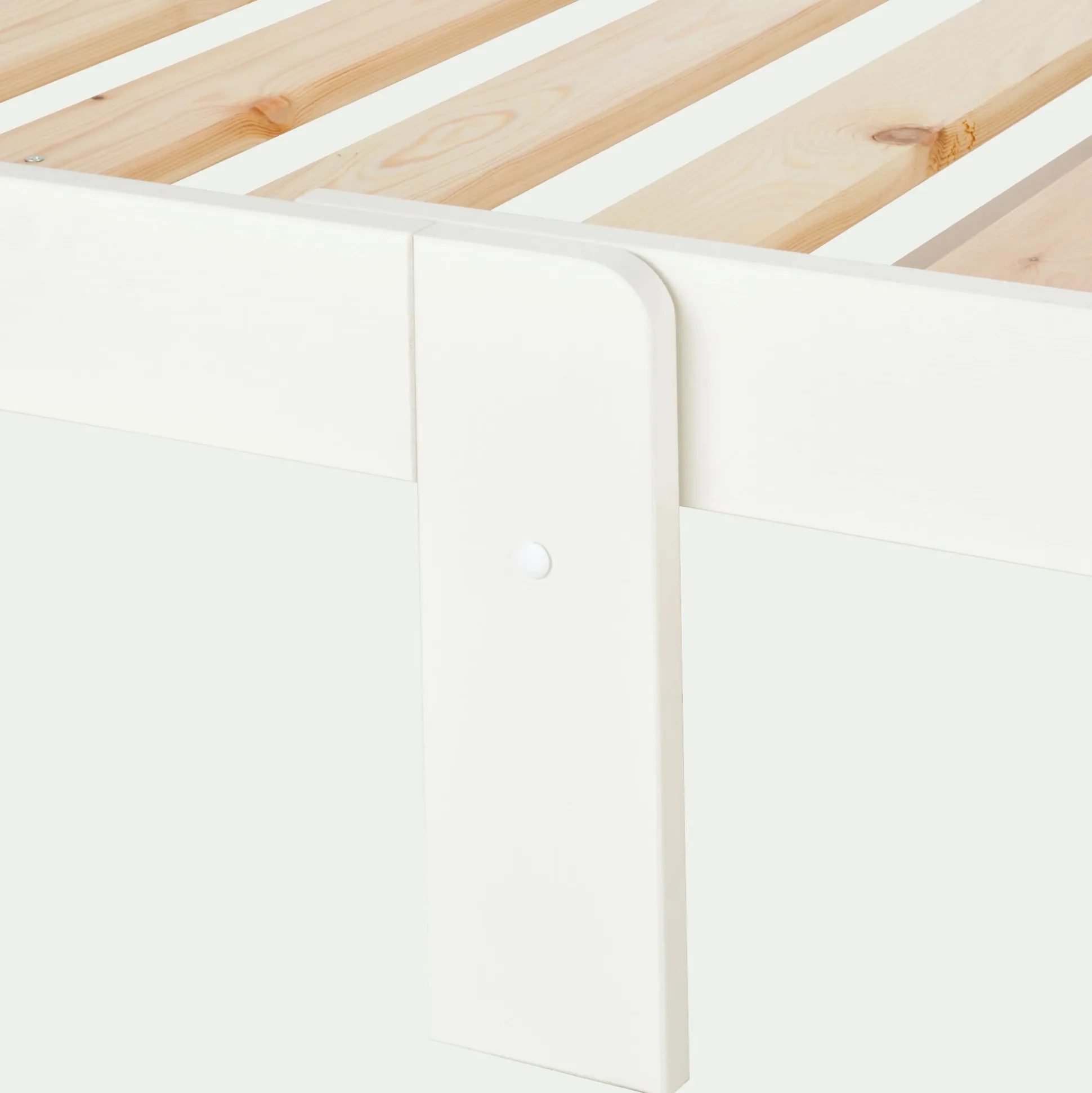 Lit évolutif 1 place en pin massif 3 positions pour enfant - blanc
