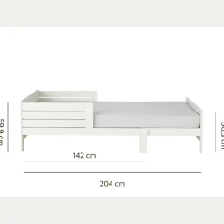 Lit évolutif 1 place en pin massif 3 positions pour enfant - blanc