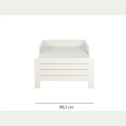 Lit évolutif 1 place en pin massif 3 positions pour enfant - blanc