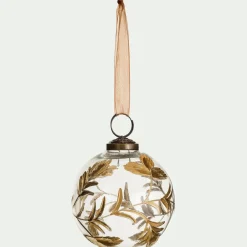 Lot de 6 boules de Noël herbier en verre H7,5cm - transparent
