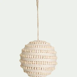 Lot de 6 boules de Noël à perles - blanc