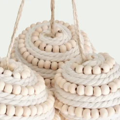 Lot de 6 boules de Noël à perles - blanc