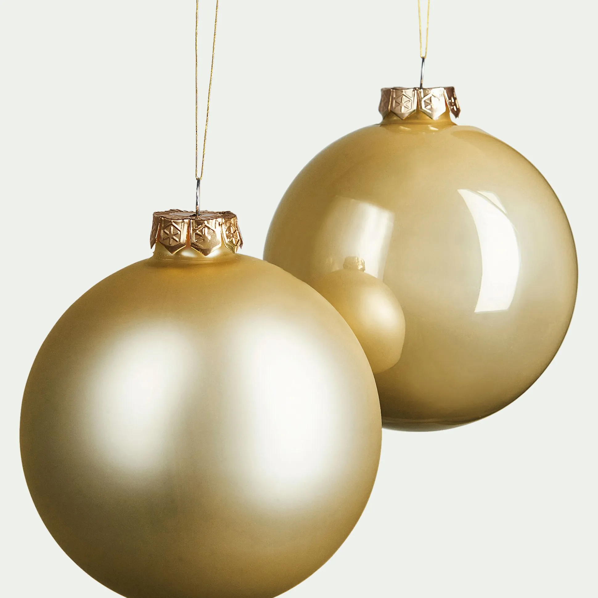 Lot de 12 boules de Noël rondes en verre D6cm - doré