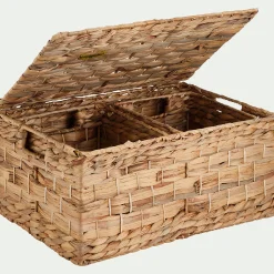 Lot de 3 caisses de rangement en jacinthe d'eau - naturel