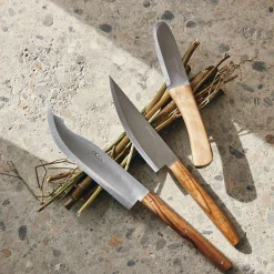 Lot de 3 couteaux avec lame en inox et manche en bois d'olivier
