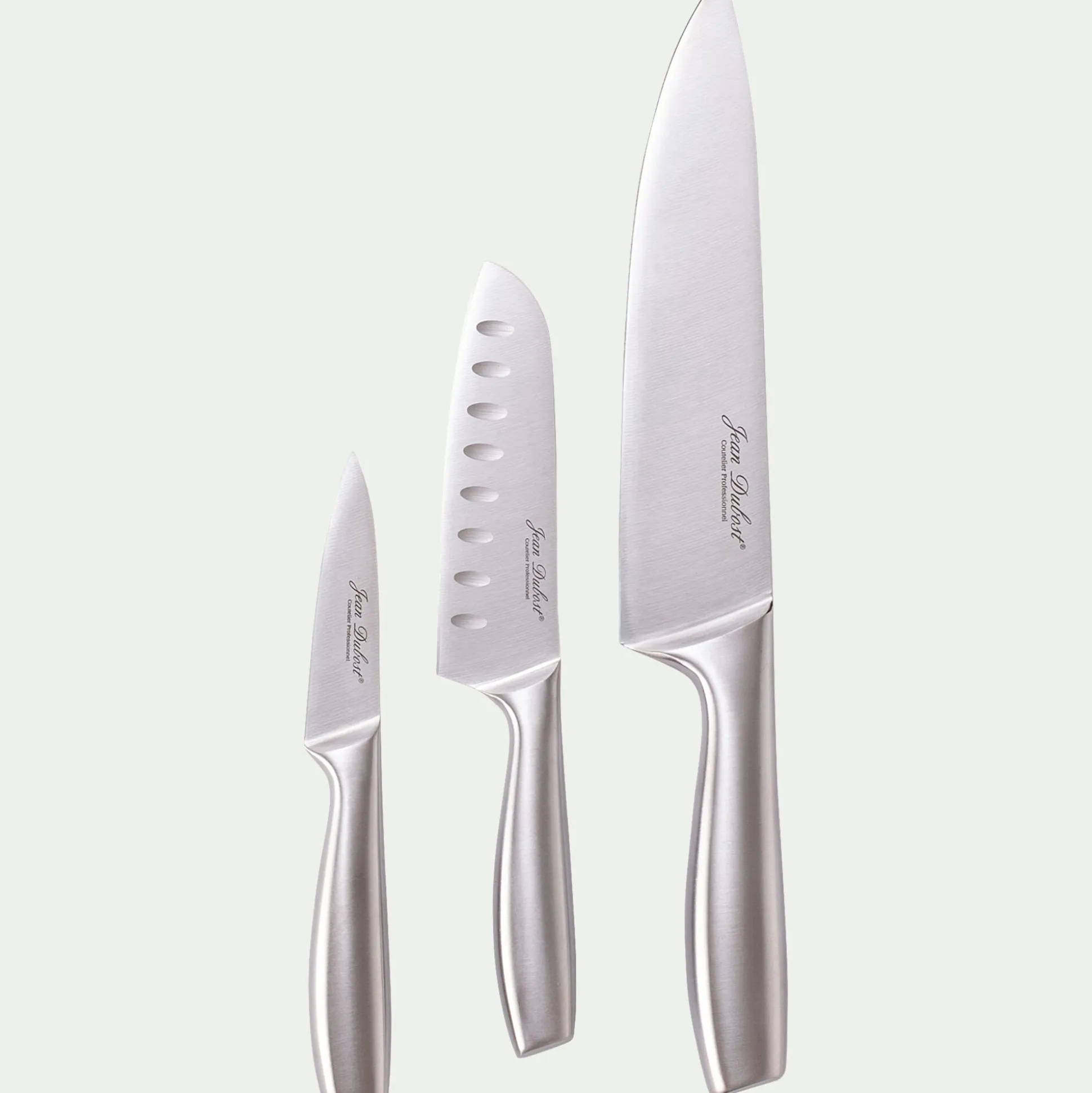 Lot de 3 couteaux de cuisine en inox - argenté