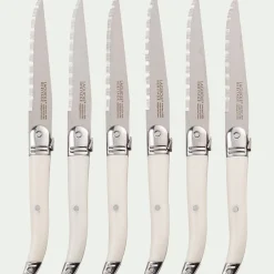 Lot de 6 couteaux à steak en inox - blanc