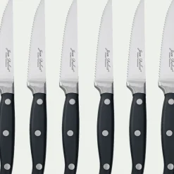 Lot de 6 couteaux à steak en inox - noir