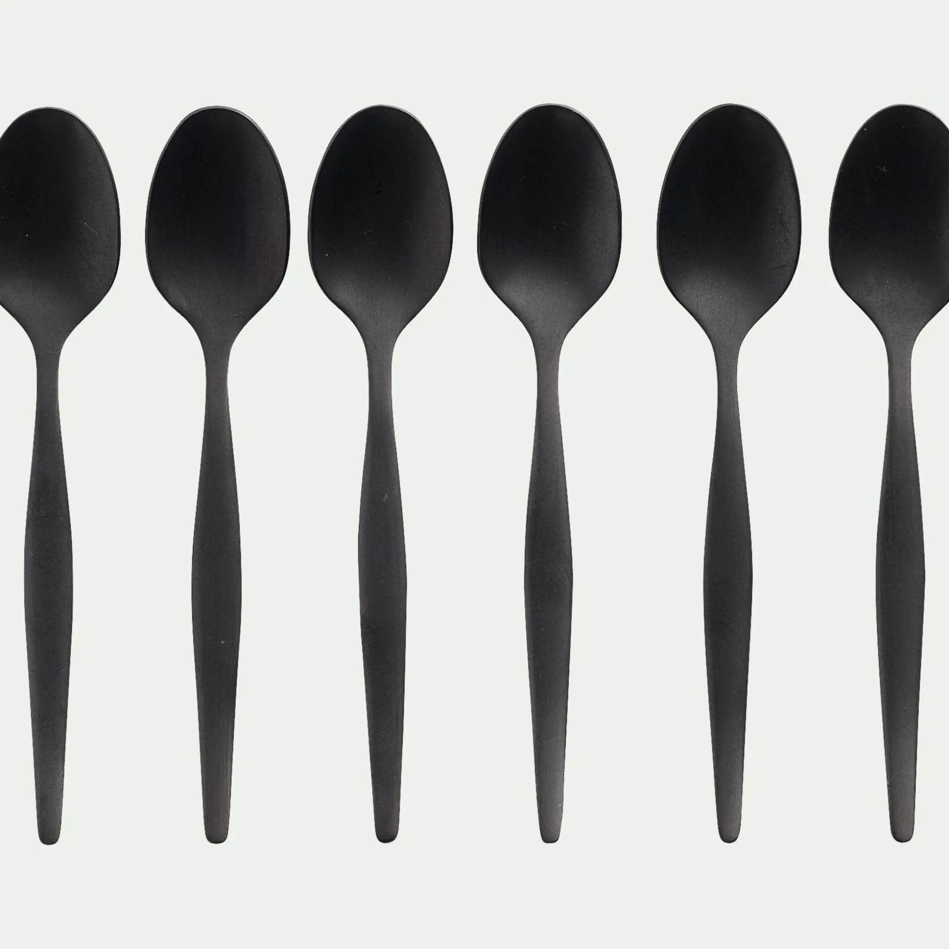 Lot de 6 cuillères à moka en inox - noir