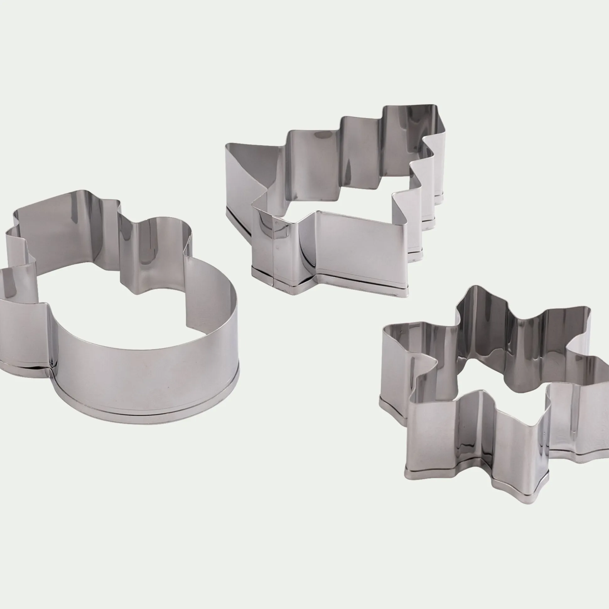 Lot de 3 emporte-pièces Noël assortis en inox - gris métallisé