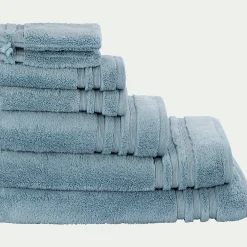 Lot de 2 gants de toilette bouclette en coton - bleu autan