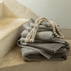 Lot de 2 gants de toilette bouclette jacquard en coton - beige alpilles