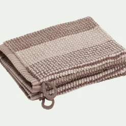 Lot de 2 gants de toilette bouclette jacquard en coton - beige alpilles