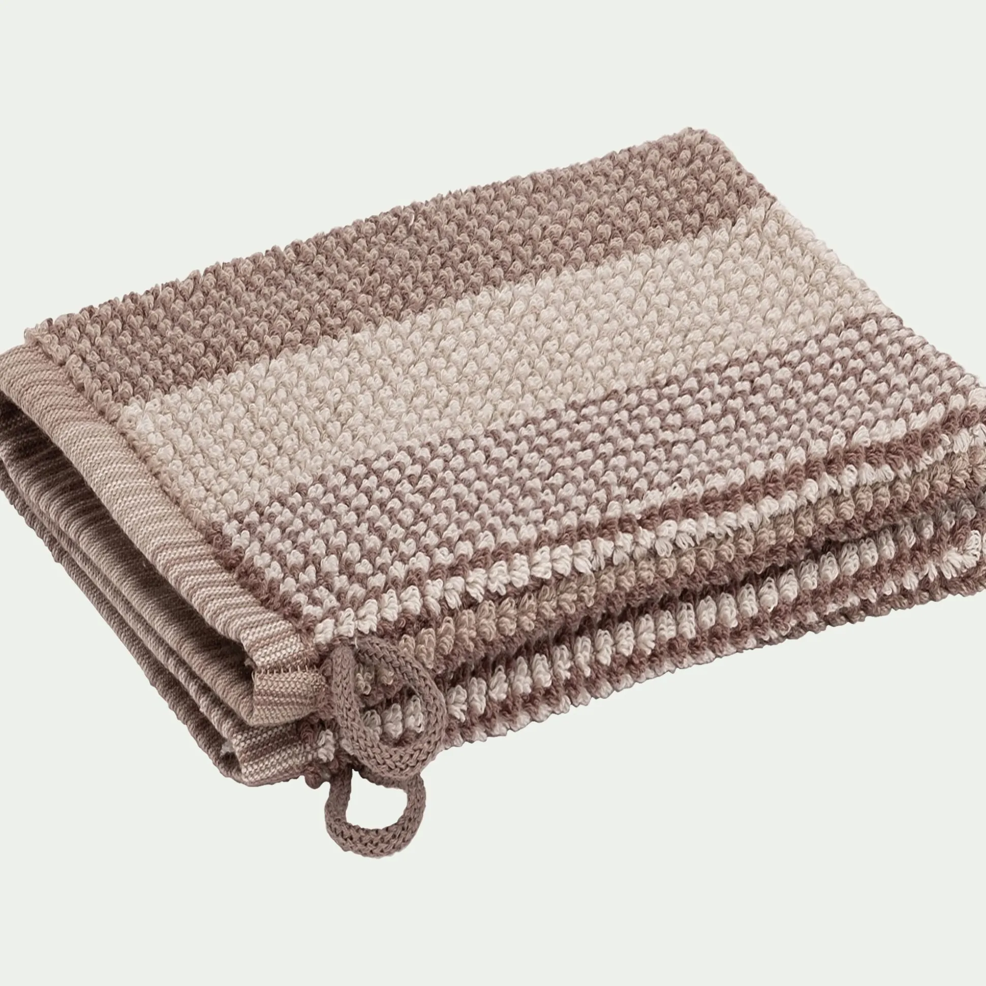 Lot de 2 gants de toilette bouclette jacquard en coton - beige alpilles
