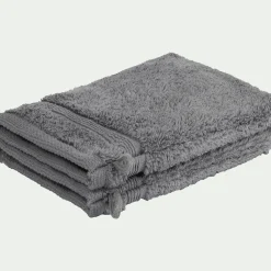 Lot de 2 gants de toilette bouclette en coton - gris anthracite