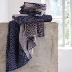 Lot de 2 gants de toilette bouclette jacquard en coton - bleu