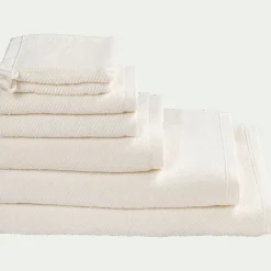 Lot de 2 gants de toilette en bouclette de coton bio - blanc ventoux 16x21cm