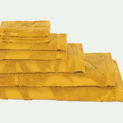 Lot de 2 gants de toilette en coton - jaune argan