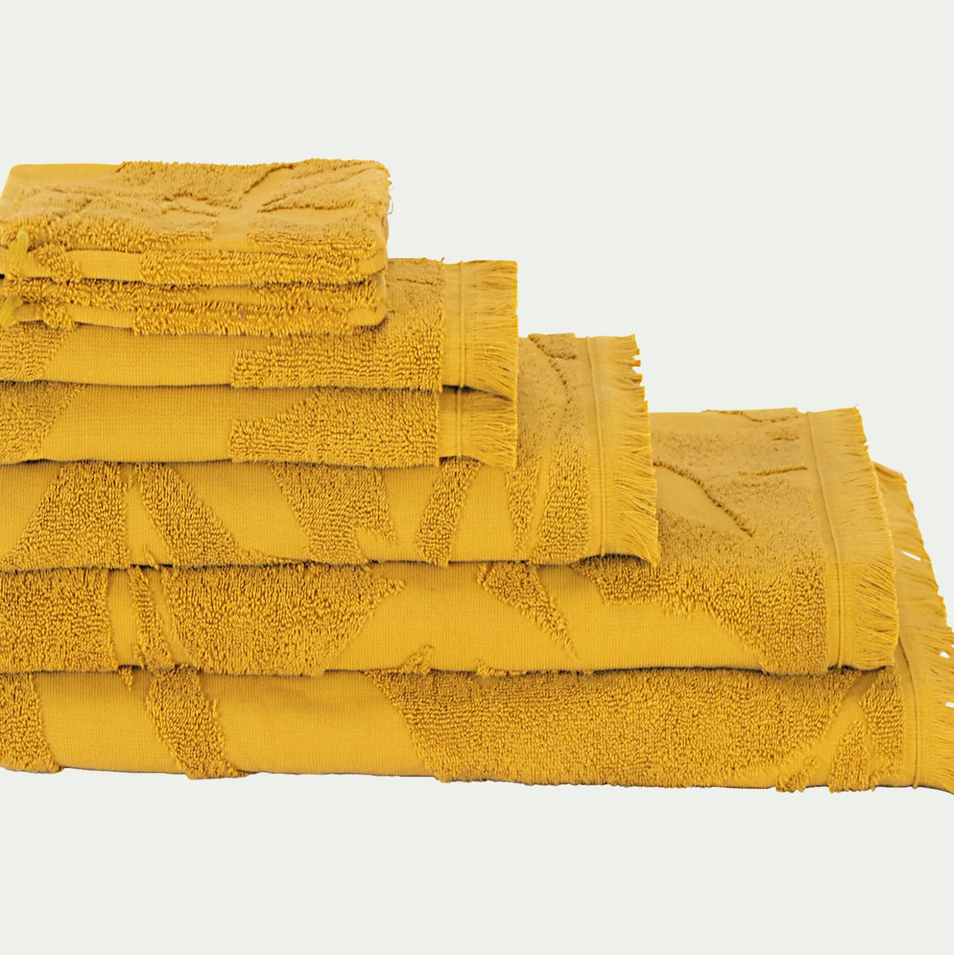 Lot de 2 gants de toilette en coton - jaune argan