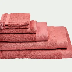 Lot de 2 gants de toilette en coton peigné - rouge ricin